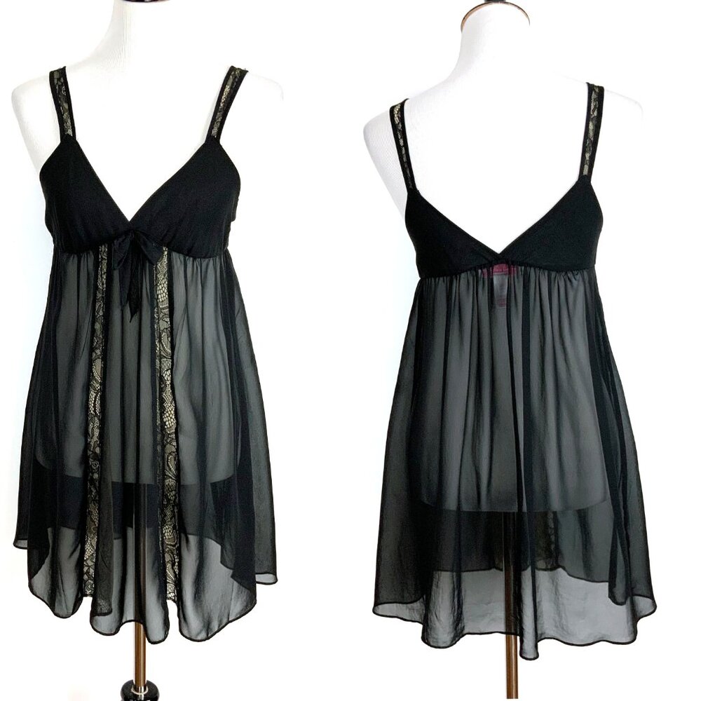 Vintage Oscar de la Renta Pink Label Black Babydoll Dress/Top Wimsigoth Sz S - Picture 2 of 16